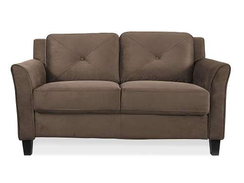 Rent To Own - Lifestyle Solutions - Hartford Loveseat Upholstered Microfiber Fabric Rolled Arms - Brown