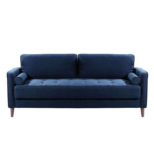 Rent To Own - Lifestyle Solutions - Langford Sofa with Upholstered Fabric and Eucalyptus Wood Frame - Navy Blue