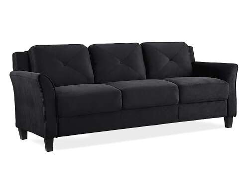 Rent To Own - Lifestyle Solutions - Hartford Sofa Upholstered Microfiber Curved Arms - Black