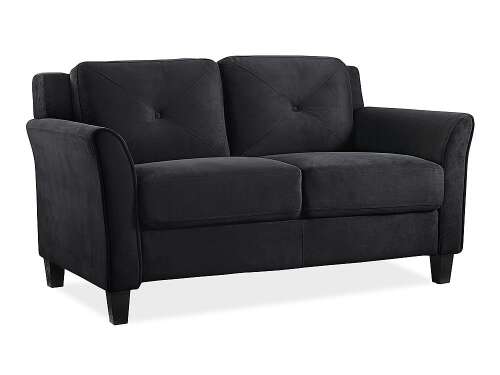 Rent To Own - Lifestyle Solutions - Hartford Loveseat Upholstered Microfiber Curved Arms - Black