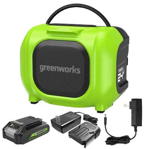 Rent to own Greenworks - 24 Volt Battery Powered Bluetooth Speaker with 2.0Ah Battery & Charger - Green