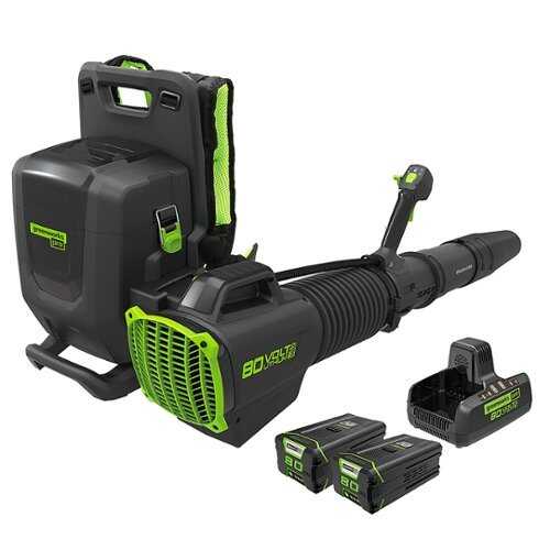 Rent to own Greenworks - 80v Dual Port Backpack Blower with (2) 4 Ah Batteries and Rapid Charger - Green