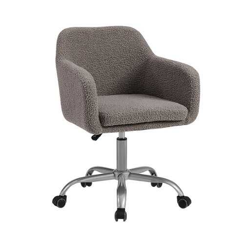 Rent to own Linon Home Décor - Carvel Plush Faux Sherpa Height-Adjustable Office Chair - Gray