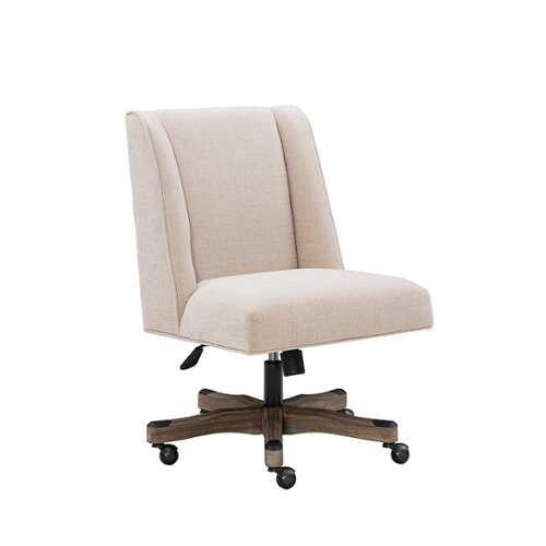 Rent to own Linon Home Décor - Donora Plush Fabric Adjustable Office Chair With Wood Base - Natural