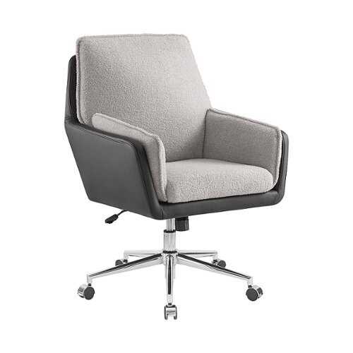 Rent to own Linon Home Décor - McGarry Faux Leather And Sherpa Fabric Swivel Office Chair - Black and Gray