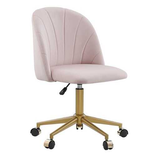 Rent to own Linon Home Décor - Andrea Plush Velvet Fabric Rolling Desk Chair - Pink