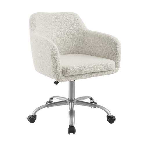 Rent to own Linon Home Décor - Carvel Plush Faux Sherpa Height-Adjustable Office Chair - Off-White