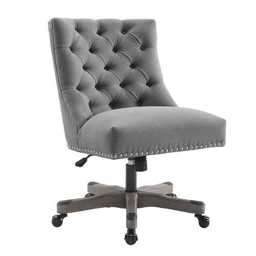 Rent to own Linon Home Décor - Ellas Plush Button-Tufted Office Chair With LiveSmart Performance Fabric - Slate Gray