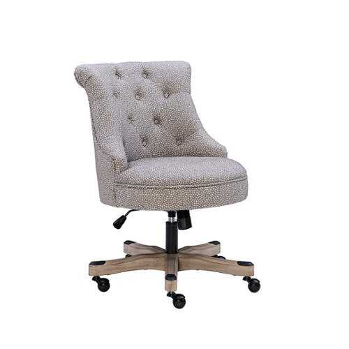 Rent to own Linon Home Décor - Scotmar Plush Button-Tufted Adjustable Office Chair With Wood Base - Light Gray