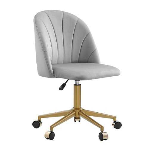 Rent to own Linon Home Décor - Andrea Plush Velvet Fabric Rolling Desk Chair - Gray
