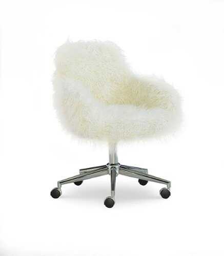 Rent to own Linon Home Décor - Diehm Faux Fur Adjustable Office Chair With Arms - Off-White