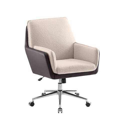 Rent to own Linon Home Décor - McGarry Faux Leather And Sherpa Fabric Swivel Office Chair - Natural and Brown