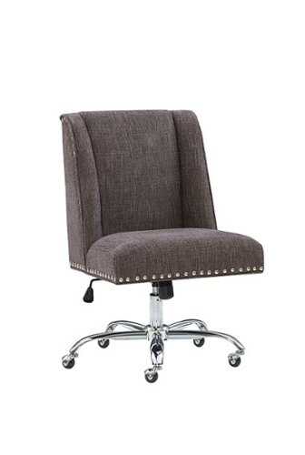 Rent to own Linon Home Décor - Donora Plush Fabric Adjustable Office Chair With Chrome Base - Charcoal
