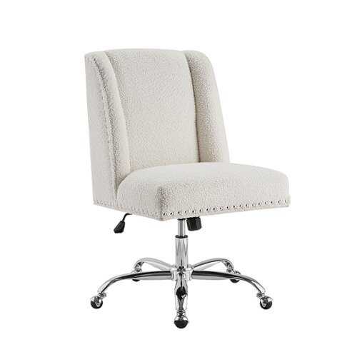 Rent to own Linon Home Décor - Donora Faux Sherpa Adjustable Office Chair With Chrome Base - Off-White