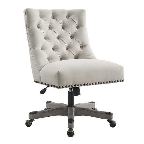 Rent to own Linon Home Décor - Ellas Plush Button-Tufted Office Chair With LiveSmart Performance Fabric - Shell