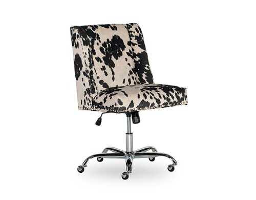 Rent to own Linon Home Décor - Donora Microfiber Fabric Adjustable Office Chair With Chrome Base - Black and White