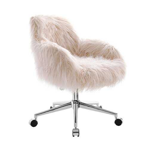 Rent to own Linon Home Décor - Diehm Faux Fur Adjustable Office Chair With Arms - Pink