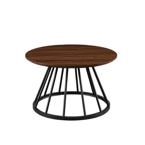 Rent to own Walker Edison - Modern Round Cage-Leg Coffee Table - Dark Walnut