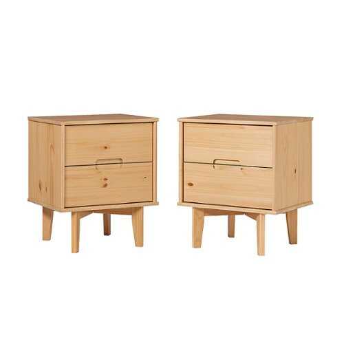 Rent to own Walker Edison - Retro 2-Piece 2-Drawer Nightstand Set - Natural Pine