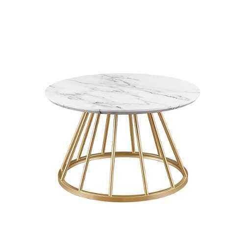 Rent to own Walker Edison - Modern Cage-Base Coffee Table - Faux White Marble