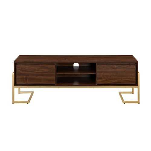 Rent to own Walker Edison - Modern Glam TV Stand - Dark Walnut