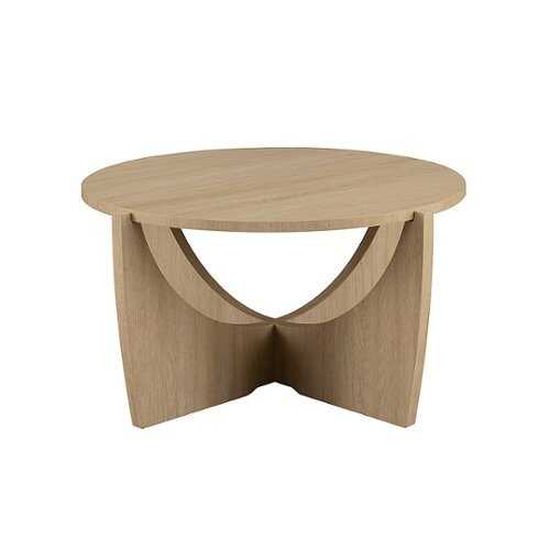 Rent to own Walker Edison - Contemporary 28" Arch-Base Round Coffee Table - Coastal Oak