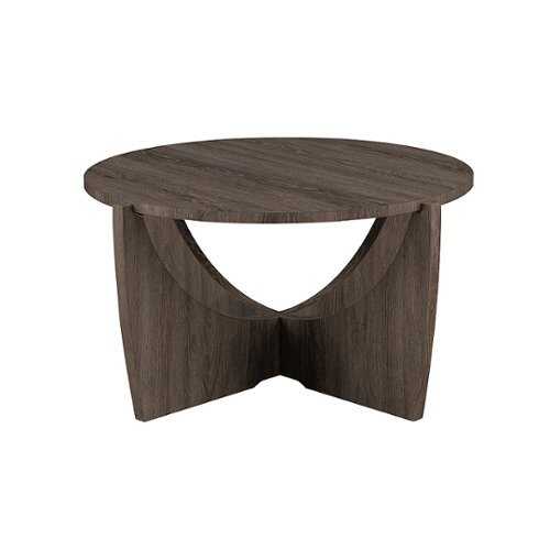 Rent to own Walker Edison - Contemporary 28" Arch-Base Round Coffee Table - Cerused Ash