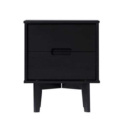 Rent to own Walker Edison - Modern Solid Wood Two-Drawer Nightstand - Black