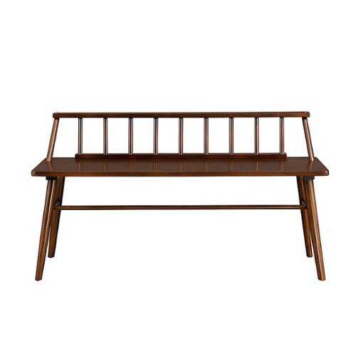 Rent to own Walker Edison - Contemporary Low-Back Spindle Bench - Walnut