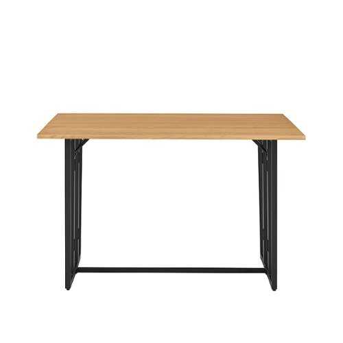 Rent to own Walker Edison - Modern Metal and Wood Drop-Leaf Dining Table - Light Ash