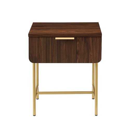 Rent to own Walker Edison - Contemporary 1-Drawer Side Table - Dark Walnut