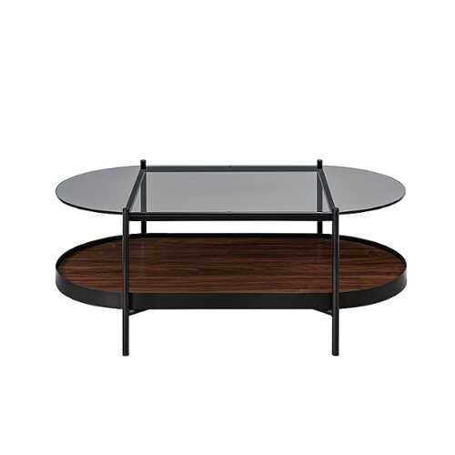 Rent to own Walker Edison - Contemporary 2-Tier Tray-Shelf Coffee Table - Dark Walnut