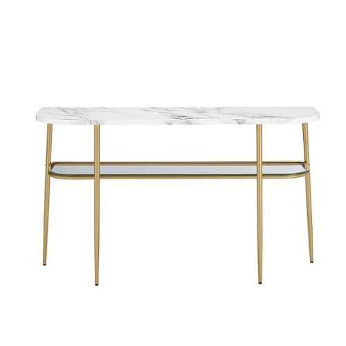 Rent to own Walker Edison - Glam Mixed-Material Entry Table - Calacatta Marble