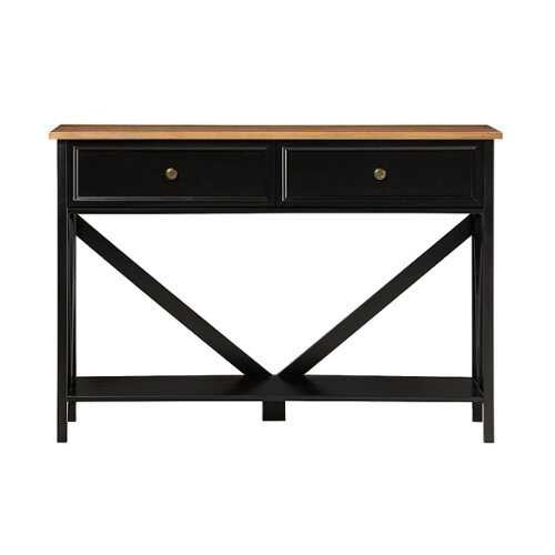 Rent to own Walker Edison - Rustic Distressed Solid Wood Entry Table with Lower Shelf - Rustic Oak