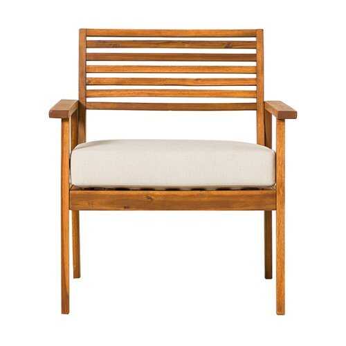 Rent to own Walker Edison - Modern Acacia Outdoor Lounge Chair - Brown