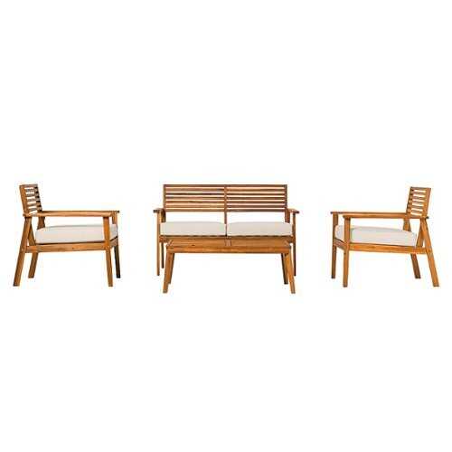 Rent to own Walker Edison - Modern 4-Piece Acacia Wood Outdoor Chat Set ...