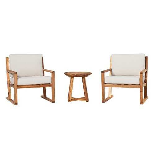Rent to own Walker Edison - Modern 3-Piece Acacia Wood Outdoor Chat Set - Natural