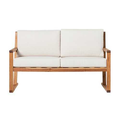 Rent to own Walker Edison - Modern Solid Wood Slatted Outdoor Loveseat - Natural