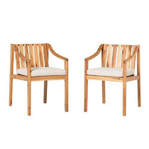 Rent to own Walker Edison - Modern Solid Wood 2-Piece Outdoor Dining Chair Set - Natural