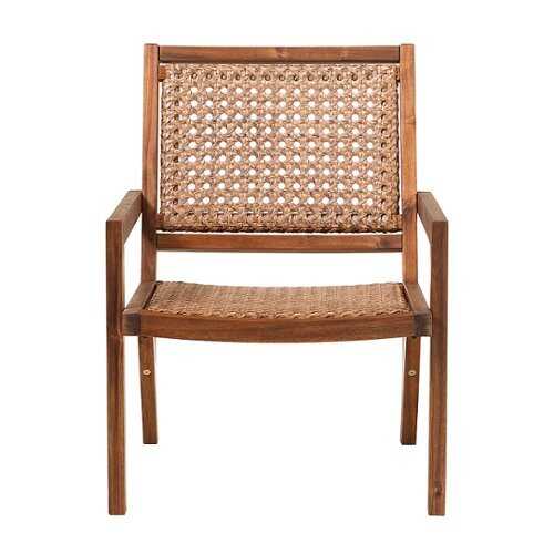 Rent to own Walker Edison - Boho Solid Wood Outdoor Accent Chair - Dark Brown