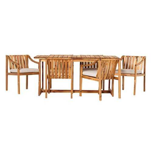 Rent To Own - Walker Edison - Modern Solid Wood 7-Piece Outdoor Dining Set - Natural