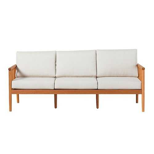 Rent to own Walker Edison - Modern Solid Wood Spindle-Style Outdoor Triple Loveseat - Natural