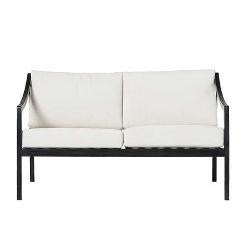 Rent to own Walker Edison - Modern Solid Wood Outdoor Loveseat - Black Wash