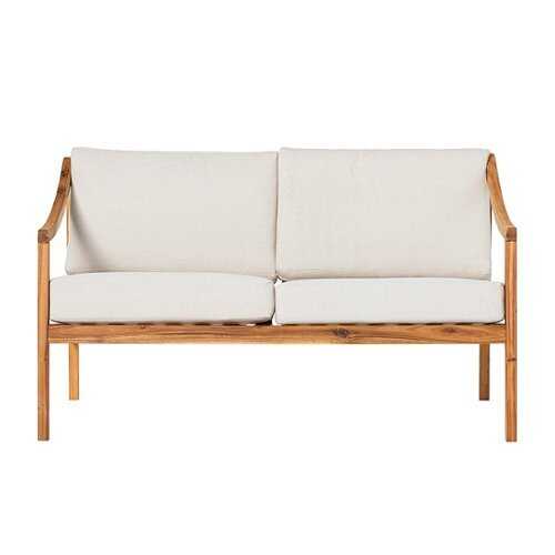 Rent to own Walker Edison - Modern Solid Wood Outdoor Loveseat - Natural