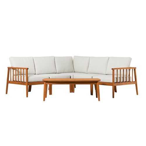 Rent to own Walker Edison - Modern 4-Piece Outdoor Sectional Chat Set - Brown