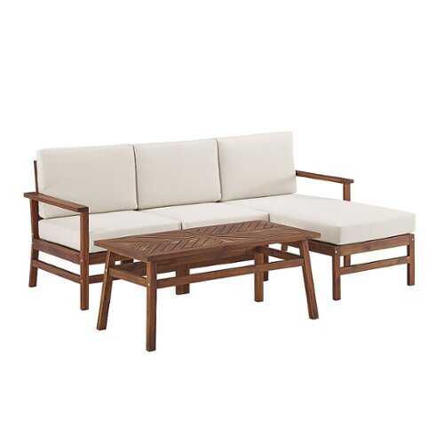 Rent to own Walker Edison - Modern 4-Piece Acacia Outdoor Sectional Set ...