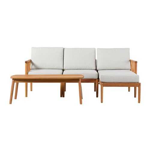 Rent to own Walker Edison - Modern 4-Piece Eucalyptus Outdoor Chat Set - Natural