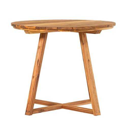 Rent To Own - Walker Edison - Modern Solid Acacia Wood Round Outdoor Dining Table - Natural