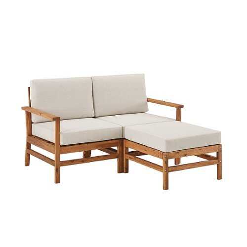 Rent to own Walker Edison - Modern 3-Piece Acacia Outdoor Chat Set - Brown