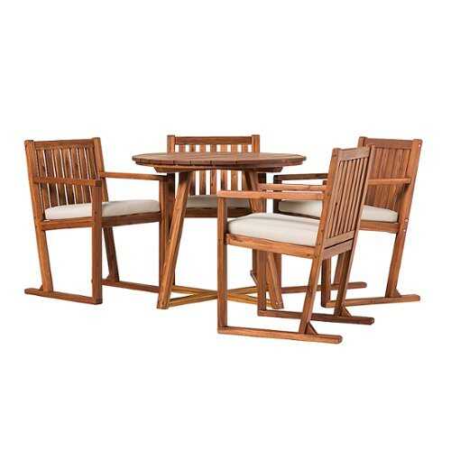 Rent To Own - Walker Edison - Modern 5-Piece Acacia Wood Outdoor Dining Set - Brown